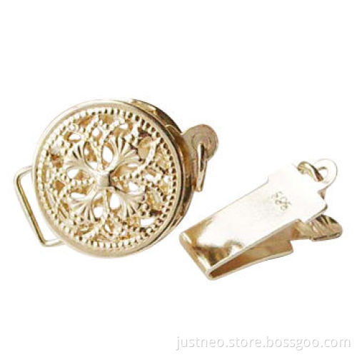 14K gold/round filigree/necklace clasp